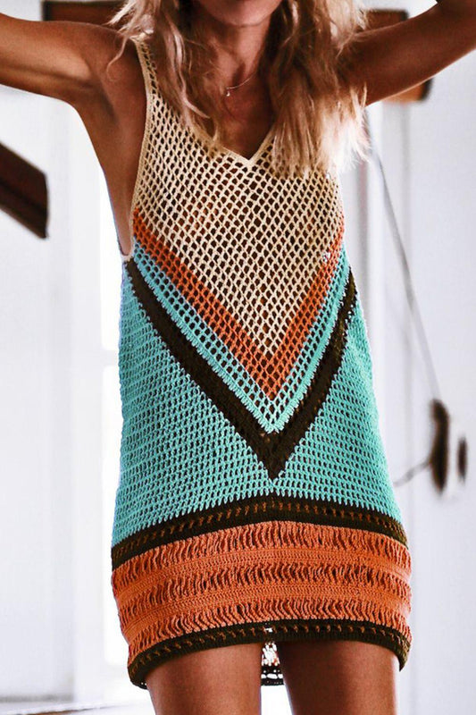 Double Take Openwork V-Neck Tank Knit Cover Up Carauana Store