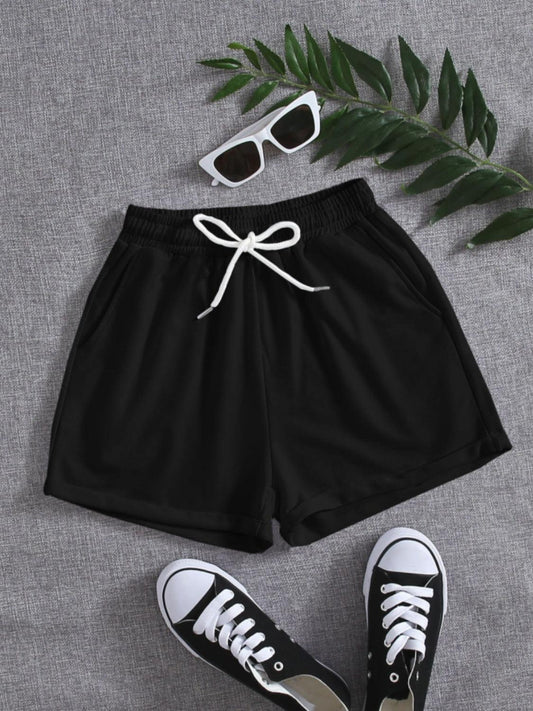 Drawstring Pocketed Elastic Waist Shorts Carauana Store