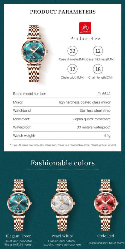 FATE LOVE Quartz Watch for Women Luxury Waterproof Stainless Steel Elegant Dress Ladies' Watch Set Top Brand Women Wristwatch Carauana Store