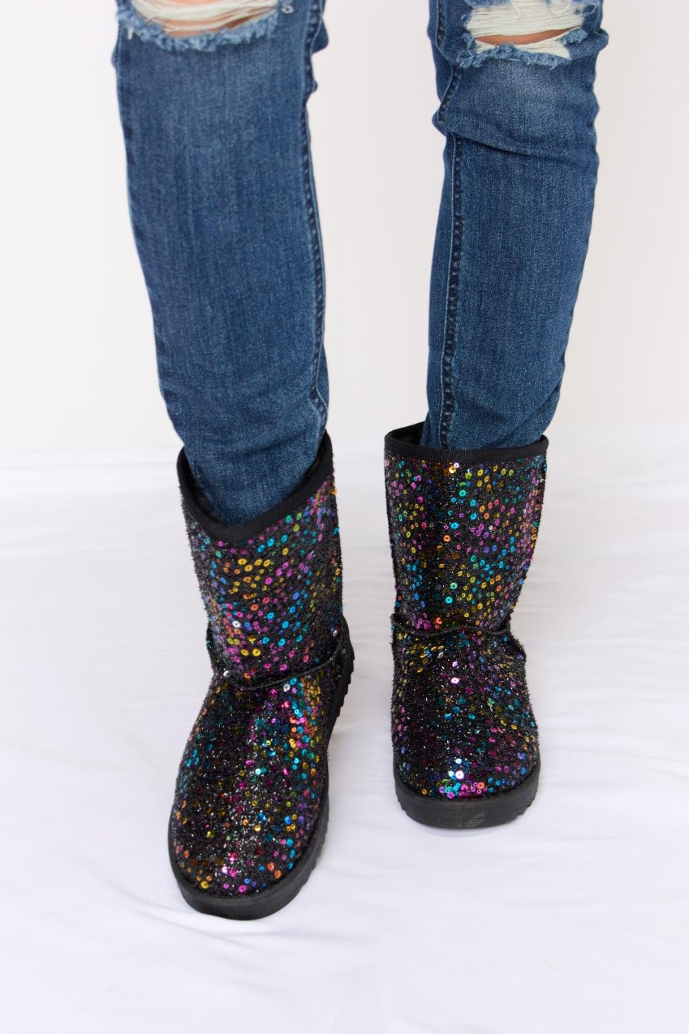 Forever Link Sequin Thermal Flat Boots Carauana Store