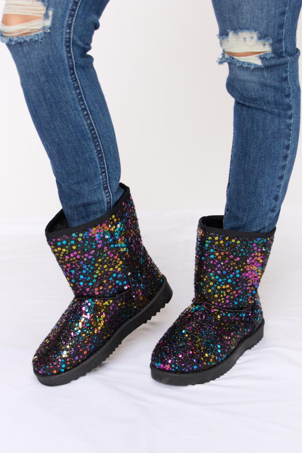 Forever Link Sequin Thermal Flat Boots Carauana Store