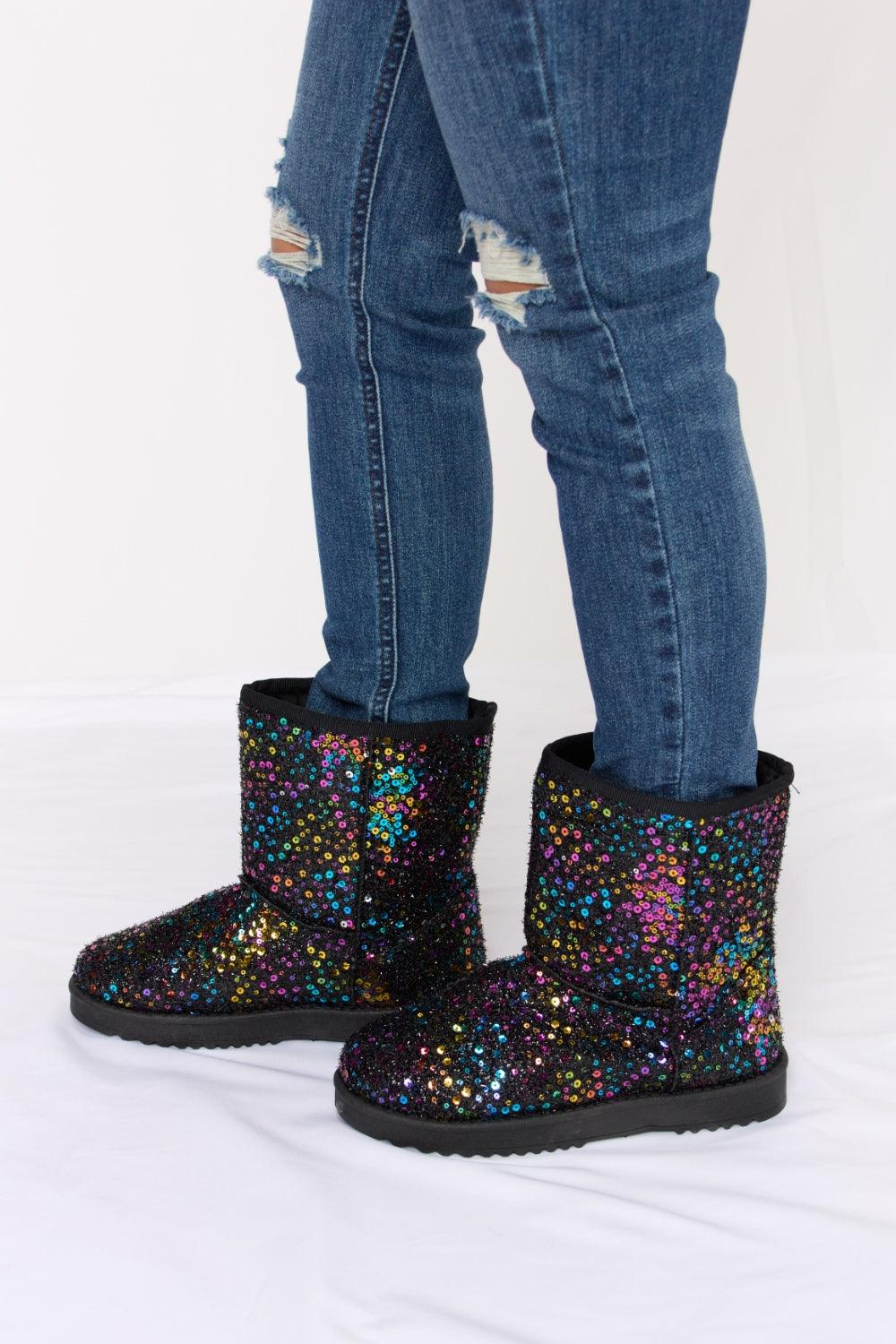 Forever Link Sequin Thermal Flat Boots Carauana Store