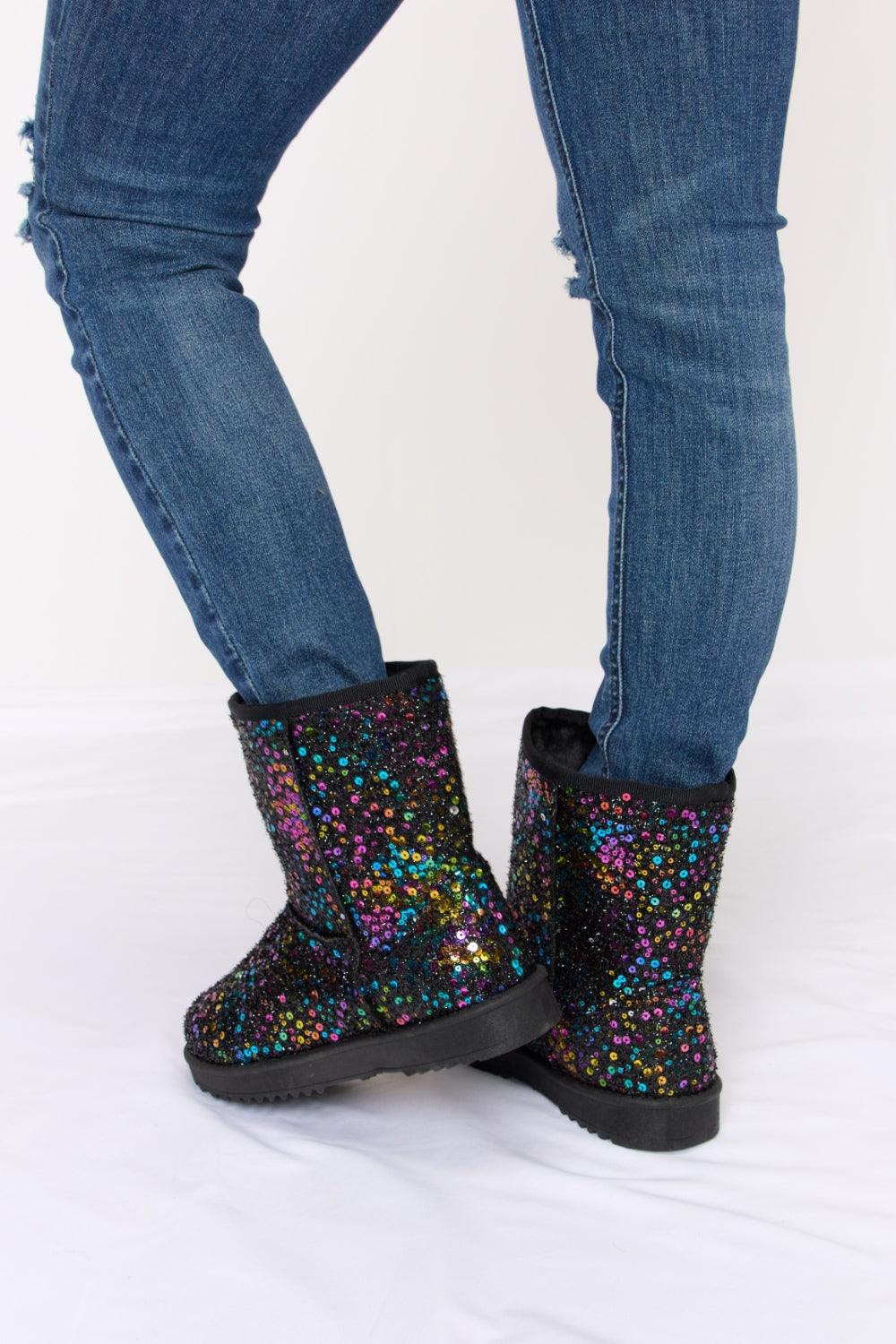 Forever Link Sequin Thermal Flat Boots Carauana Store