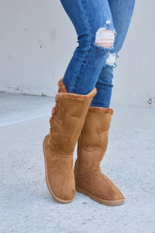 Forever Link Warm Fur Lined Flat Boots Carauana Store