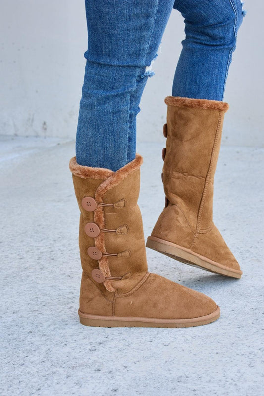 Forever Link Warm Fur Lined Flat Boots Carauana Store