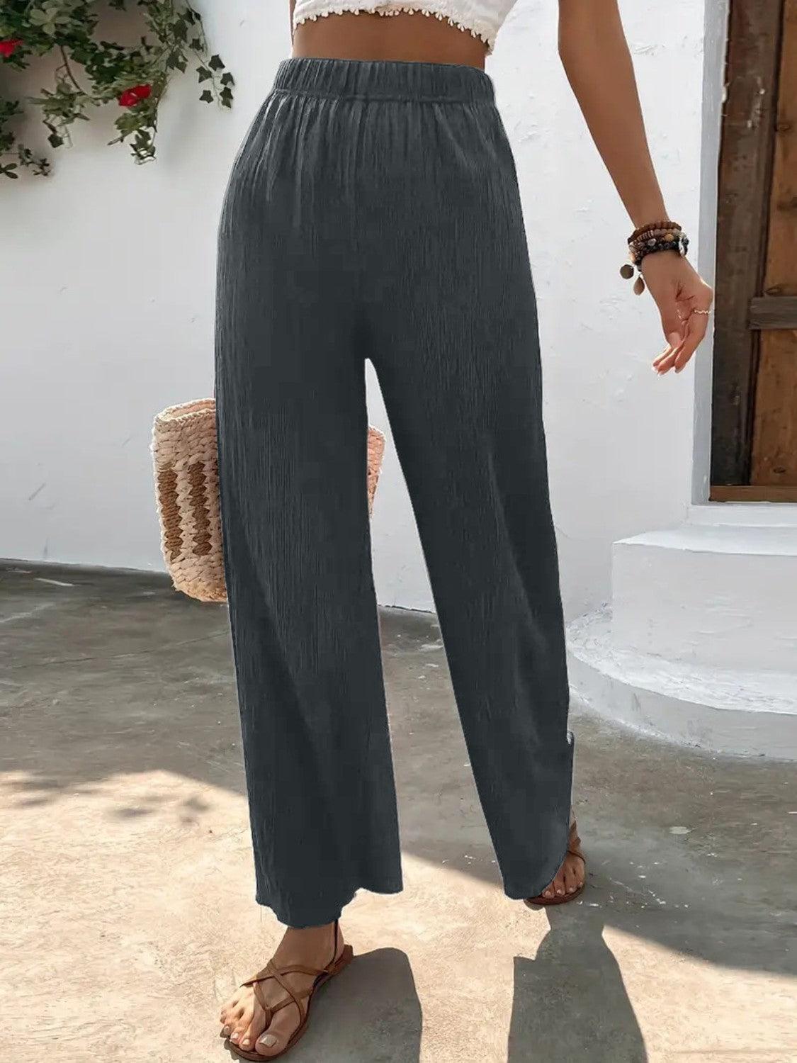 Full Size High Waist Wide Leg Pants Carauana Store