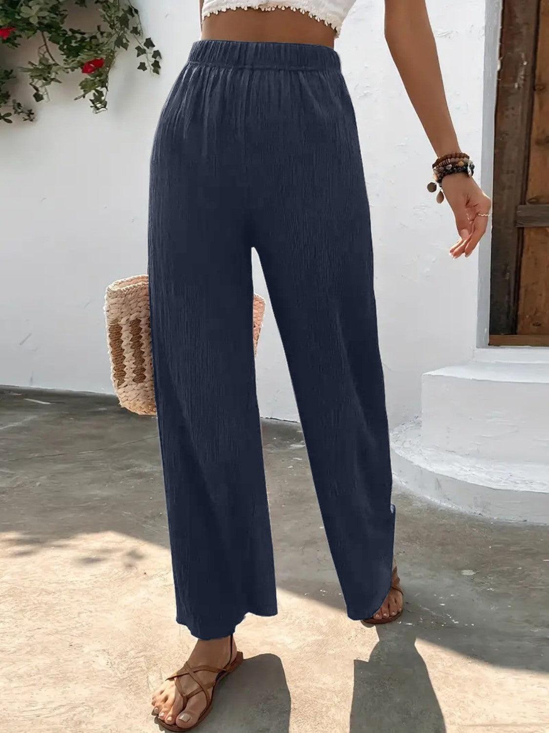 Full Size High Waist Wide Leg Pants Carauana Store