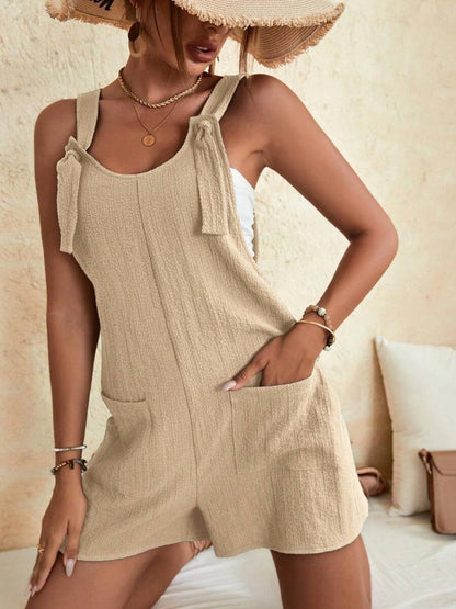 Full Size Scoop Neck Romper with Pockets Carauana Store