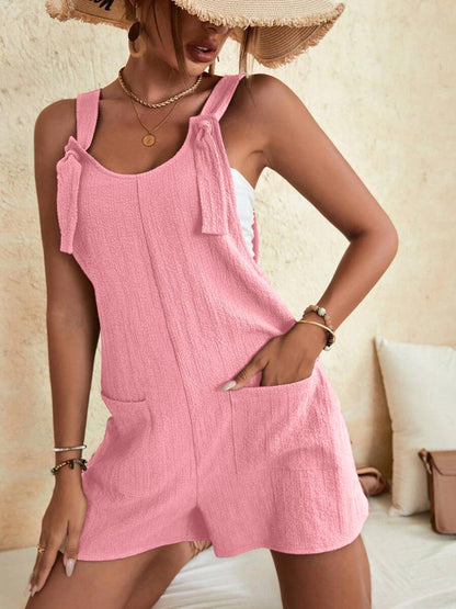 Full Size Scoop Neck Romper with Pockets Carauana Store