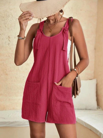 Full Size Scoop Neck Romper with Pockets Carauana Store