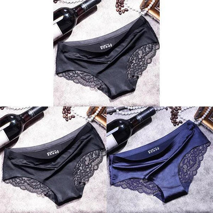 3Pcs Women's Lace Seamless Panties Set - Luxurious Mid-Rise Cotton Spandex Nylon Briefs | Carauana Carauana Store