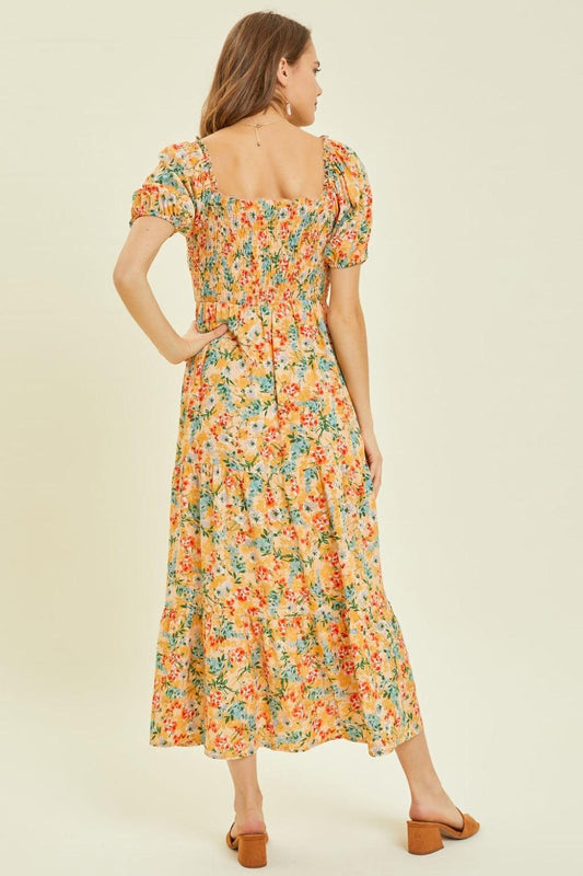 HEYSON Full Size Floral Smocked Tiered Midi Dress Carauana Store