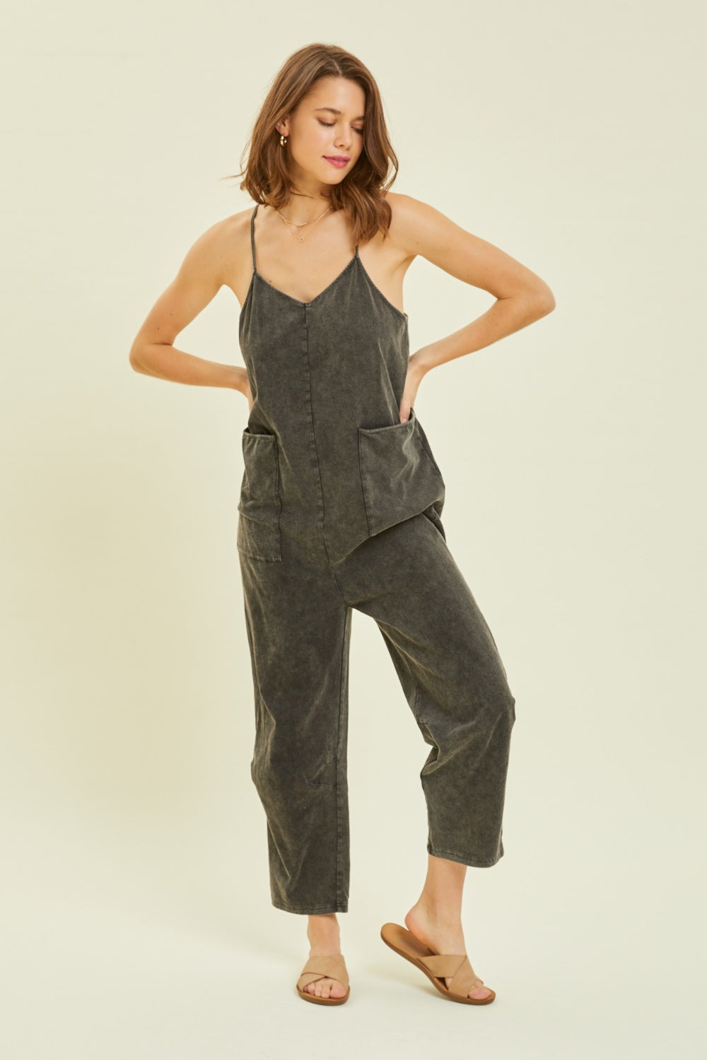 HEYSON Full Size Mineral-Washed Oversized Jumpsuit with Pockets Carauana Store