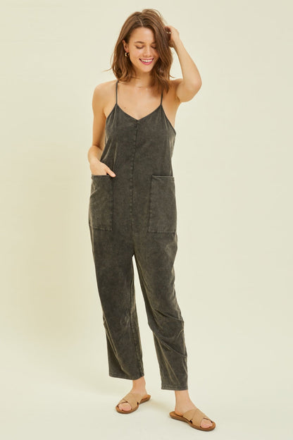 HEYSON Full Size Mineral-Washed Oversized Jumpsuit with Pockets Carauana Store