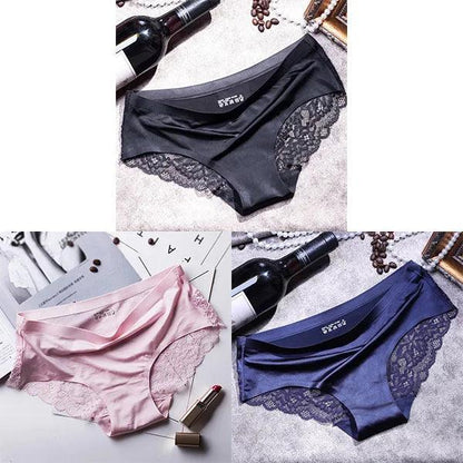 3Pcs Women's Lace Seamless Panties Set - Luxurious Mid-Rise Cotton Spandex Nylon Briefs | Carauana Carauana Store