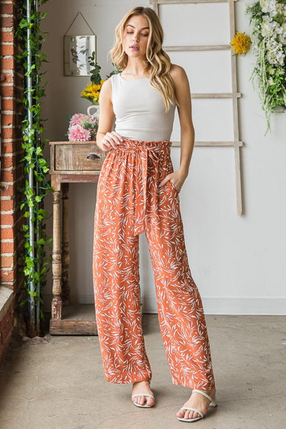 Heimish Full Size Printed Tied Straight Casual Pants Carauana Store