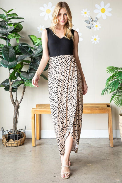 Heimish Full Size Slit Animal Print V-Neck Wide Strap Dress Carauana Store