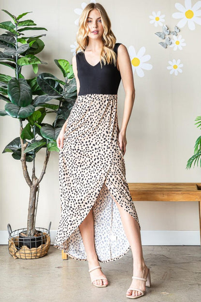 Heimish Full Size Slit Animal Print V-Neck Wide Strap Dress Carauana Store