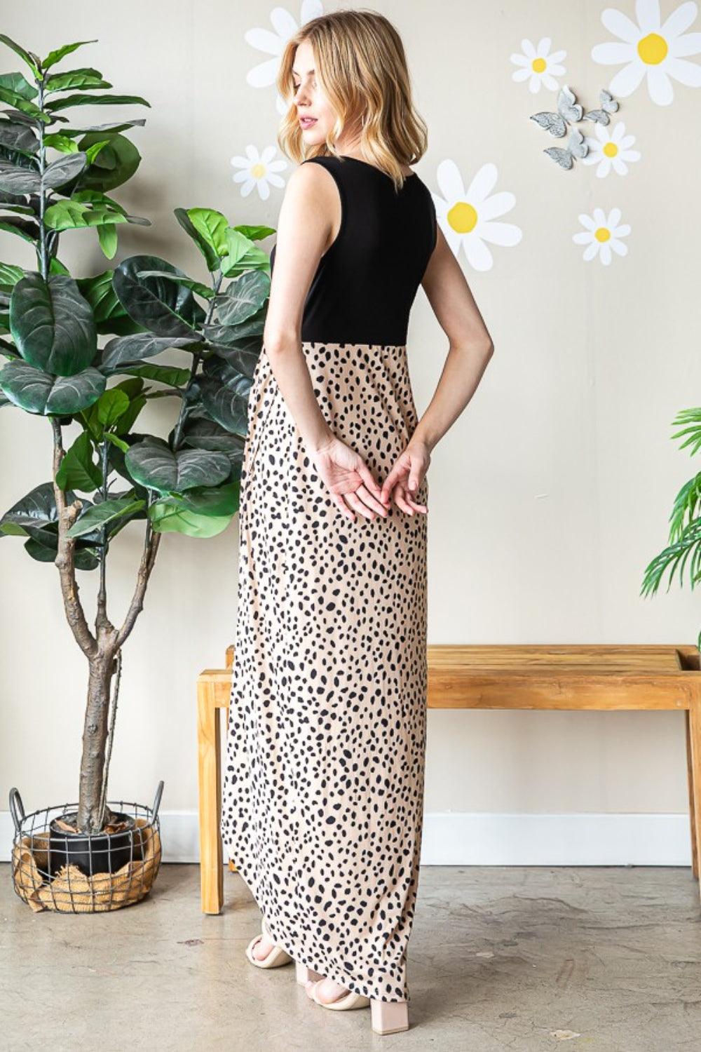 Heimish Full Size Slit Animal Print V-Neck Wide Strap Dress Carauana Store