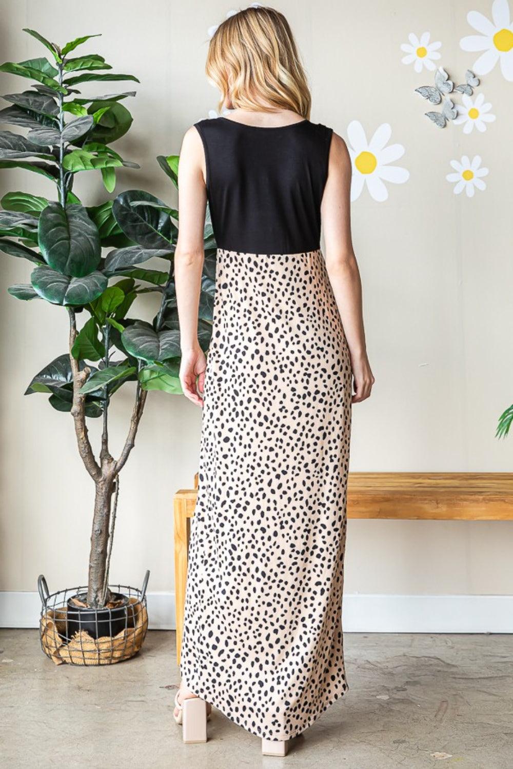 Heimish Full Size Slit Animal Print V-Neck Wide Strap Dress Carauana Store