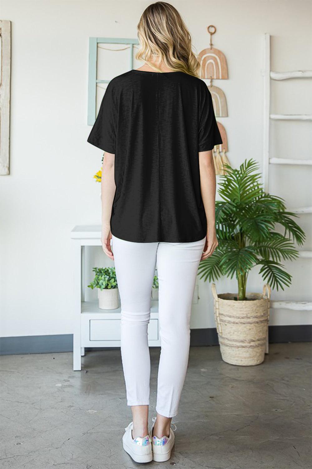 Heimish Full Size V-Neck Short Sleeve T-Shirt Carauana Store
