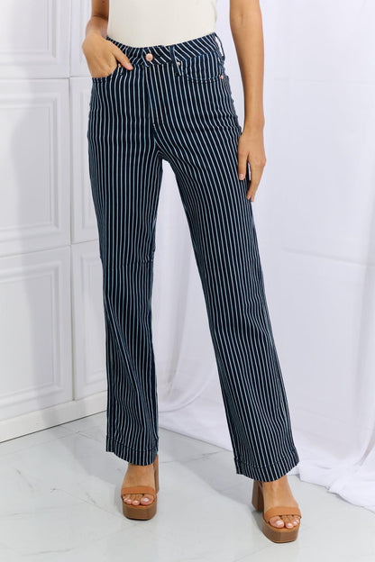 Judy Blue Cassidy Full Size High Waisted Tummy Control Striped Straight Jeans Carauana Store