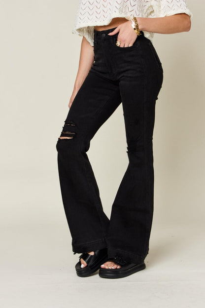 Judy Blue Full Size High Waist Distressed Flare Jeans Carauana Store