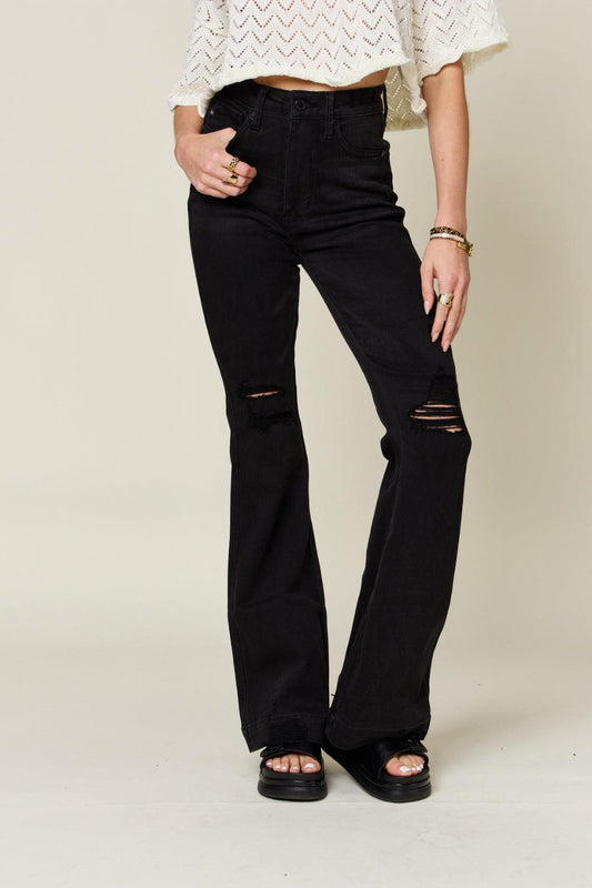Judy Blue Full Size High Waist Distressed Flare Jeans Carauana Store