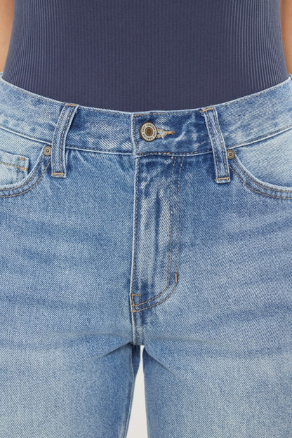 Kancan High Waist Chewed Up Straight Mom Jeans Carauana Store