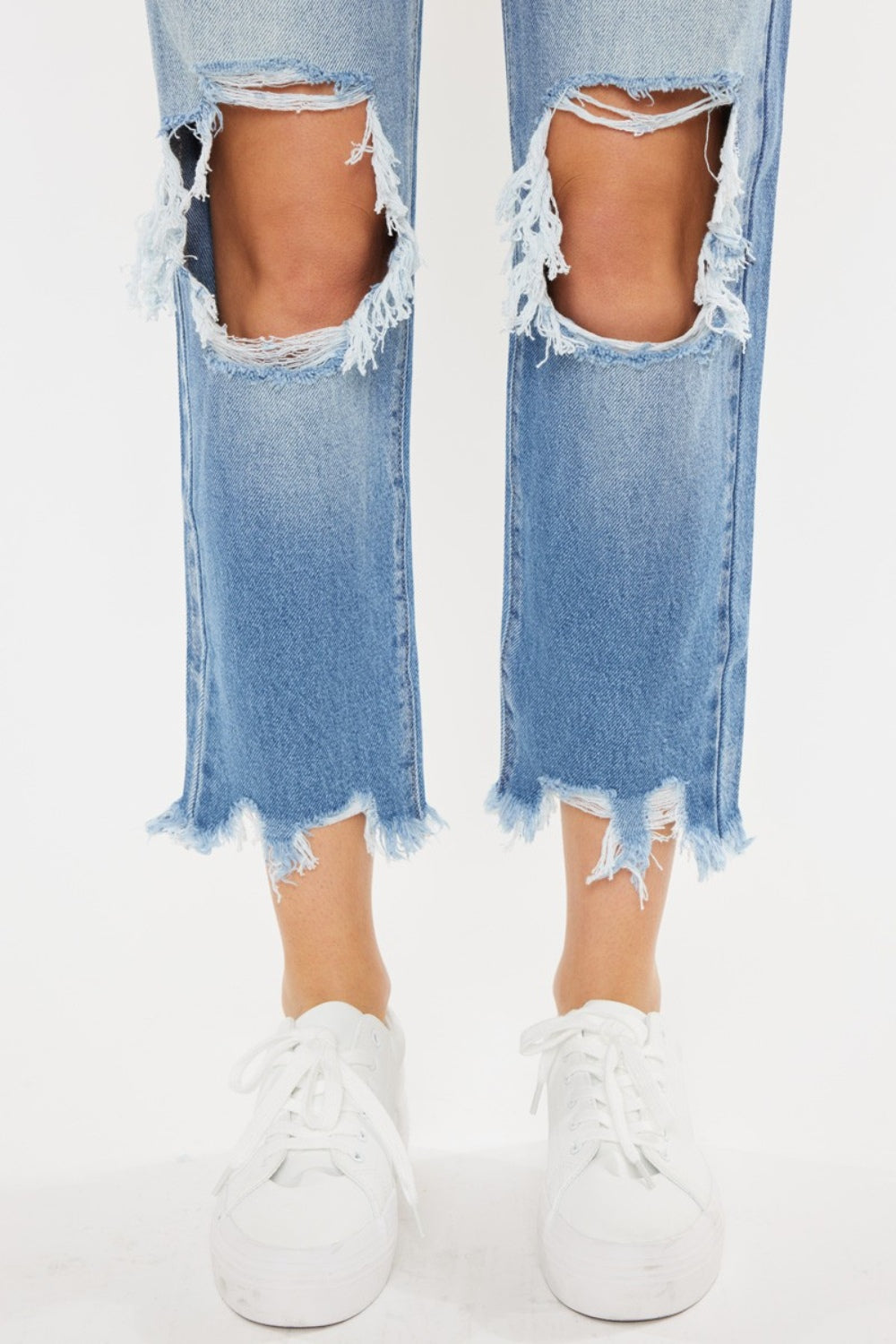 Kancan High Waist Chewed Up Straight Mom Jeans Carauana Store