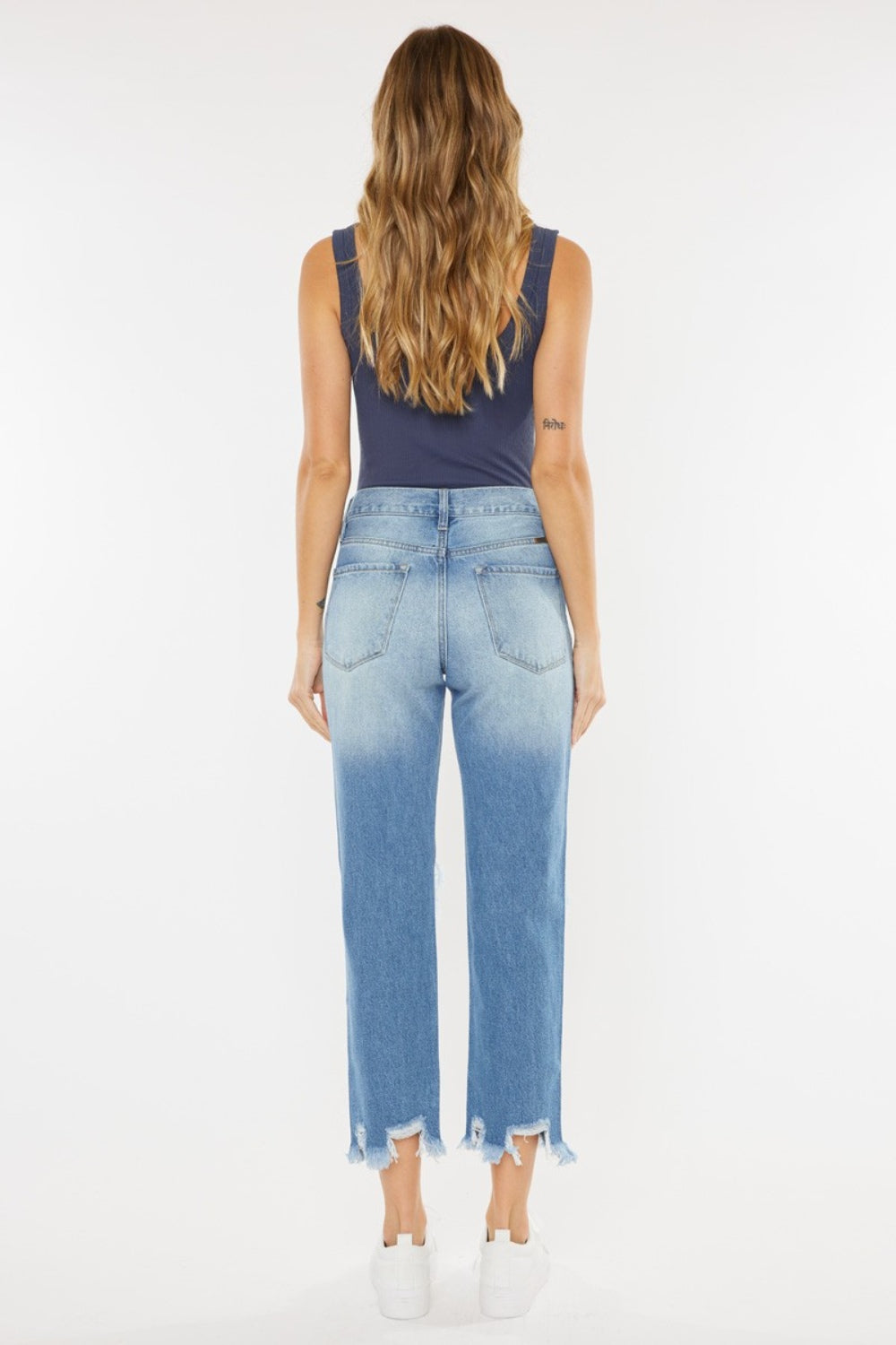 Kancan High Waist Chewed Up Straight Mom Jeans Carauana Store