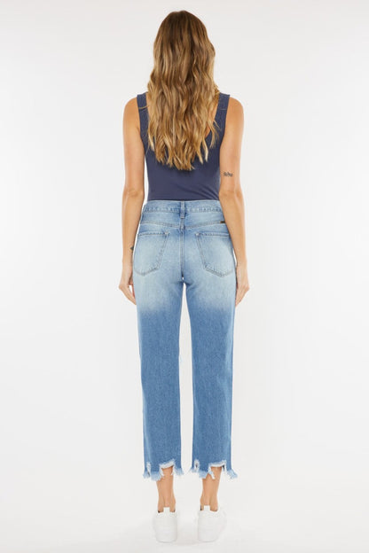 Kancan High Waist Chewed Up Straight Mom Jeans Carauana Store