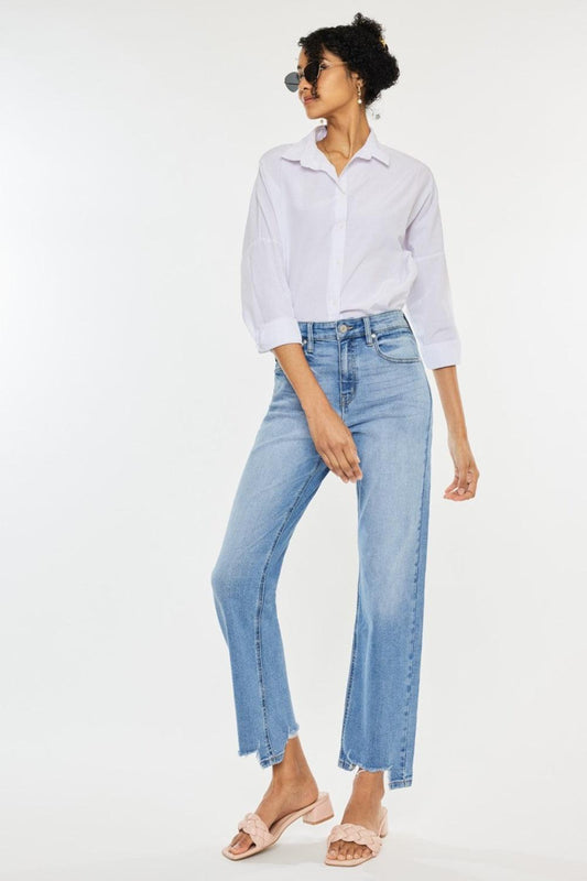 Kancan High Waist Raw Hem Straight Jeans Carauana Store