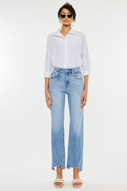 Kancan High Waist Raw Hem Straight Jeans Carauana Store