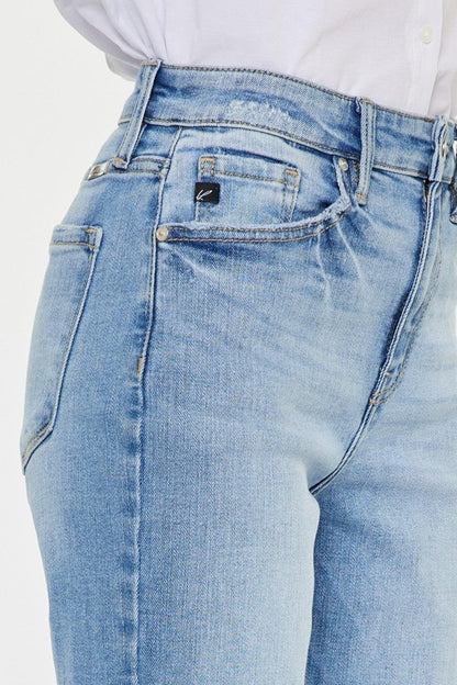 Kancan High Waist Raw Hem Straight Jeans Carauana Store