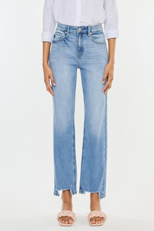Kancan High Waist Raw Hem Straight Jeans Carauana Store