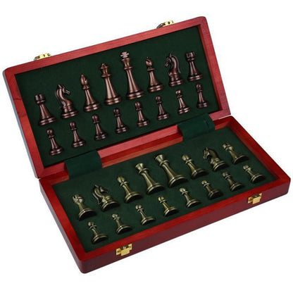 Luxury Metal Chess Pieces Wooden Chess Board Family Board Game Toys Indoor Decoration Carauana Store