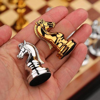 Luxury Metal Chess Pieces Wooden Chess Board Family Board Game Toys Indoor Decoration Carauana Store