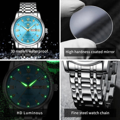 Luxury Top Brand OLEVS Quartz Watch for Men Stainless Steel Waterproof Watches Classic Business Men's Wristwatch (Exclusive New) Carauana Store