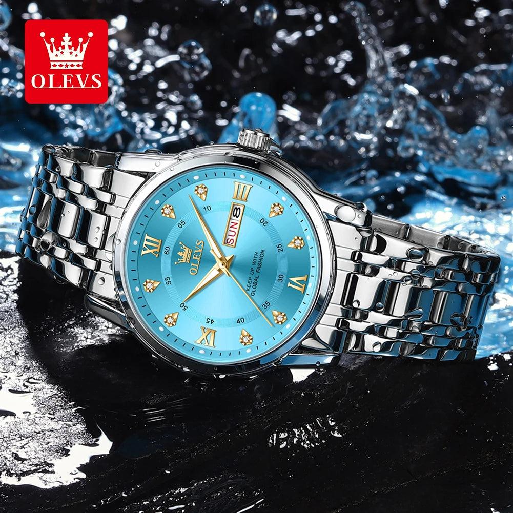 Luxury Top Brand OLEVS Quartz Watch for Men Stainless Steel Waterproof Watches Classic Business Men's Wristwatch (Exclusive New) Carauana Store