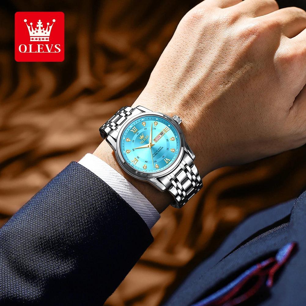 Luxury Top Brand OLEVS Quartz Watch for Men Stainless Steel Waterproof Watches Classic Business Men's Wristwatch (Exclusive New) Carauana Store