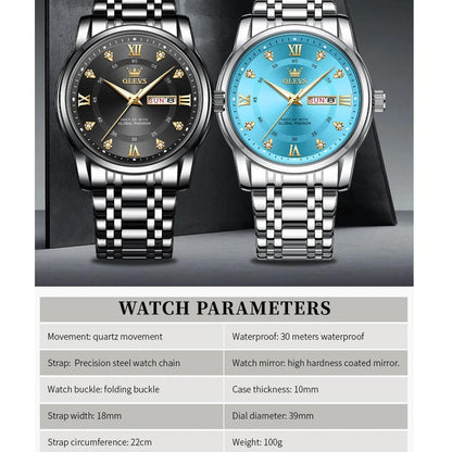 Luxury Top Brand OLEVS Quartz Watch for Men Stainless Steel Waterproof Watches Classic Business Men's Wristwatch (Exclusive New) Carauana Store