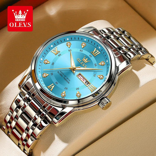 Luxury Top Brand OLEVS Quartz Watch for Men Stainless Steel Waterproof Watches Classic Business Men's Wristwatch (Exclusive New) Carauana Store