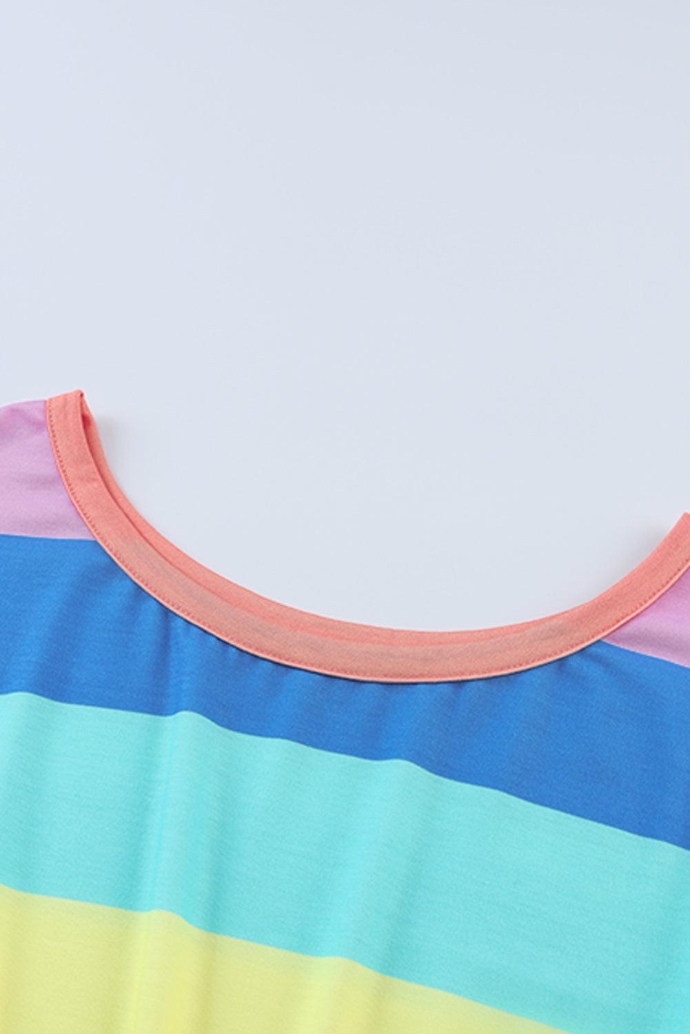 Multicolored Stripe Round Neck Romper Carauana Store