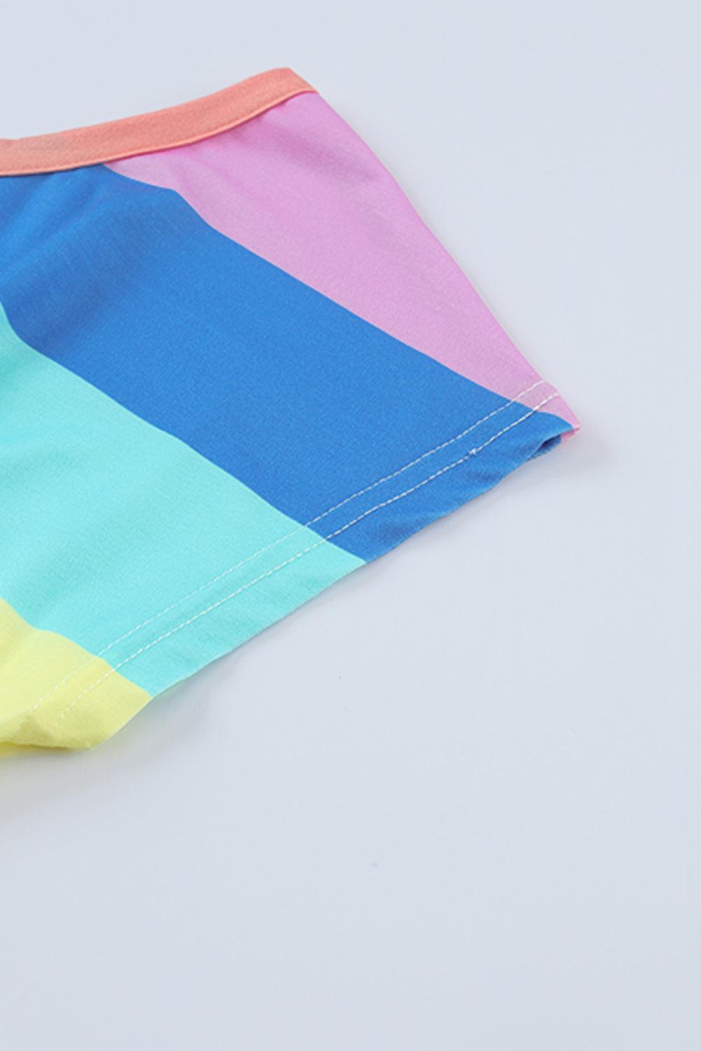 Multicolored Stripe Round Neck Romper Carauana Store