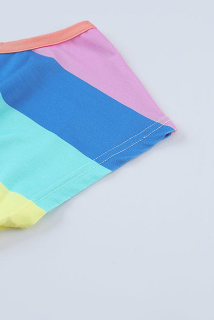 Multicolored Stripe Round Neck Romper Carauana Store