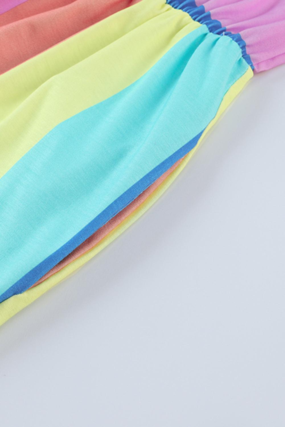 Multicolored Stripe Round Neck Romper Carauana Store