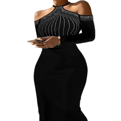 New Women Elegant Bodycon Mini Dress Glitter High Neck Sleeveless Bodycon Sexy Slim Fit Party Dress Carauana Store