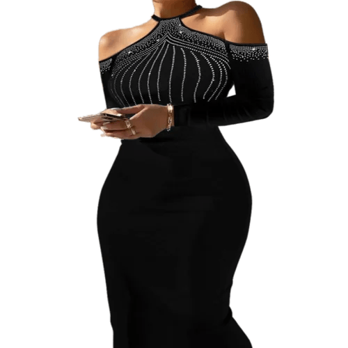 New Women Elegant Bodycon Mini Dress Glitter High Neck Sleeveless Bodycon Sexy Slim Fit Party Dress Carauana Store
