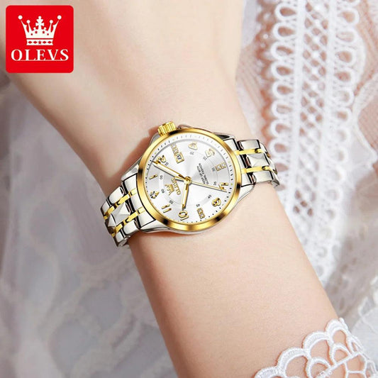 OLEVS 2910 Women's Watch Classics Calendar Waterproof Stainles Steel Ladies Hand Clock Luxury Brand Quartz Watch for Women Carauana Store